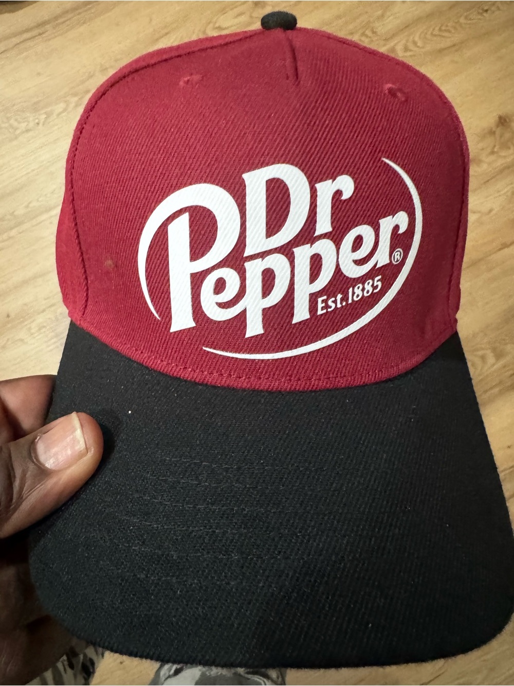 Dr Pepper Two-Tone Maroon and Black Logo Snapback Hat